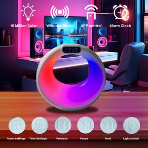 ลำโพงไร้สายแบบแฮนด์ฟรี LED RGB สัญญาณเตือนสีลำโพงโคมไฟแบบพกพาเครื่องเล่นเพลง MP3สเตอริโอ