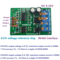 (BSC) N4DAC02 12V 2CH Modul 0-5V 0-10V PWM Ke Konverter Analog Tegangan RS485 Modbus RTU Board
