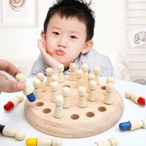 Jeu de mémoire éducatif intelligent en bois pour enfants : blocs de couleurs et jeu d'échecs - Product Image 6