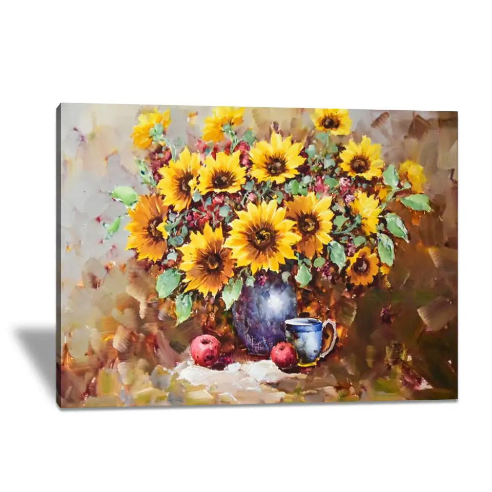Abstract Vintage Style 100% Pure Hand Painted Wall Pictures Custom Sunflower Oil Painting on Canvas