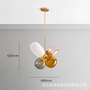 Dropshipping Shopify Glass <b>Balloon</b> Multi Head Pendant Light Creative Art Hanging Lamp For Dining Living Kids Bedroom - Product Image 4