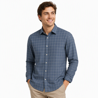 Chemise décontractée pour homme à rayures horizontales en popeline tricotée, manches longues, 100 % polyester, respirante, séchage rapide, automne, OEM ODM