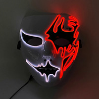 Masque d'Halloween en PVC multicolore lumineux à LED, respirant, effrayant et terrifiant, accessoire de costume pour soirée dansante