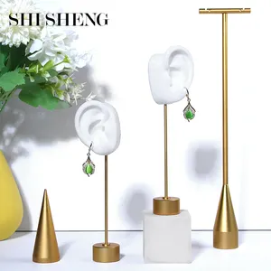 SHI SHENG Durable Silicone Souple Oreille Humaine Modèle Stud Holder Avec Base Ronde Anniversaire Mannequin Stand Boucles D'oreilles Organisateur