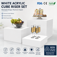 Présentoir surélevé en acrylique blanc sur mesure de qualité supérieure pour buffet, présentation de nourriture, bijoux, montres et vitrine de vente au détail