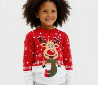 Pulls en tricot jacquard épais à col rond pour filles, style 'Ugly Christmas', collection 2026, vente en gros, fabricant