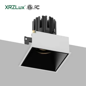XRZLux LED 사각 통 눈부심 방지 천장 스포트라이트 알루미늄 매입형 LED COB 통 8W 10W 15W 실내 조명기구