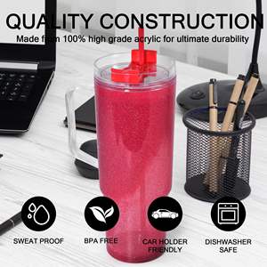 แก้วน้ำทรงกระบอกใส ดีไซน์ใหม่ พร้อมหูจับ ปลอด<span class=keywords><strong>ส</strong></span>าร BPA  วั<span class=keywords><strong>ส</strong></span>ดุ PS อะคริลิก  พร้อมรูเจาะสำเร็จรูป <span class=keywords><strong>ส</strong></span>ำหรับงาน DIY  ขนาด 40 ออนซ์  <span class=keywords><strong>แบบ</strong></span>ลูกโลกหิมะ - Product Image 3