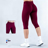 Pantalon de sport sans couture personnalisé pour le yoga, la course et l'entraînement, taille haute, effet ventre plat, longueur mi-cuisse, leggings de yoga effet fessier galbé pour femme