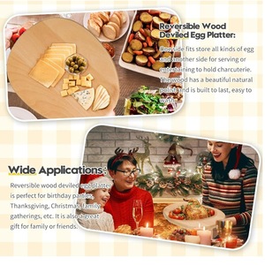 Wooden Egg <b>Storage</b> <b>Tray</b> 12 Compartment Fresh Keeping Kitchen Display <b>Tray</b> For Eggs And Snacks - Product Image 2
