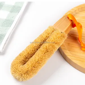 Natural Eco Friendly Bamboo Coconut Sisal Cleaning Dish Pot Brush Wooden Handle Cleaning Brush Set