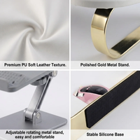 Repose-mains ergonomique en métal doré massif haut de gamme en forme de U, compatible avec lampe à ongles de qualité professionnelle et support de téléphone antidérapant et stable