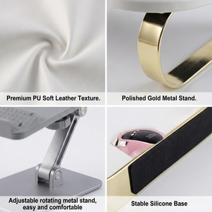 Repose-main ergonomique en métal doré massif haut de gamme en forme de U, support de téléphone antidérapant et stable, accoudoir professionnel pour manucure - Product Image 3
