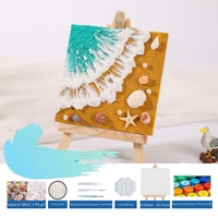 Peinture à l'huile 3D par numéros DIY, animaux de dessin animé, tissu carré, coquillages de plage, cadeaux de plage personnalisables