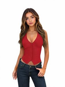 Top a Fascia con Scollo a V a Righe per Donne, Stile Y2K, Senza Maniche, Schiena Scoperta, Crop Top Estivo da <span class=keywords><strong>Donna</strong></span> per Uscite - Product Image 1