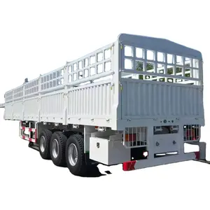 车辆3轴4轴中国全新平板侧墙货物拖车拖拉机卡车桩栅栏半挂车价格