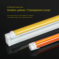 Tube LED T5 T8 sans UV couleur jaune, filtre UV semi-conducteur 500 nm, lumière LED T8 4 pieds ambre 18W pour salle blanche et musée d'art