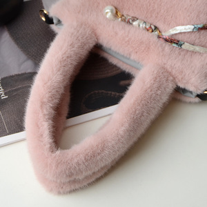 Soirée Zebra Smiley Day Stitch Bucket In Rainbow Fuzzy Back Grey White Burgundy Bag Fluffy - Product Image 3