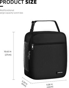 Sac à lunch isotherme noir en tissu pour hommes/femmes, pour le travail, les pique-niques, les voyages - Product Image 2