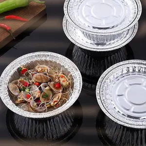 Récipients ronds jetables en papier aluminium de 550ml en usine de Chine bol/tasse de cuisson de pouding en feuille d'étain personnalisé avec couvercle