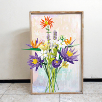 Set Buket Bunga Blok Bangunan Lotus Bird of Paradise Lavender Rangkaian Bunga DIY Dekorasi Rumah Hadiah