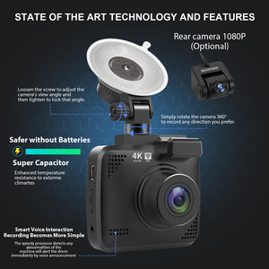 กล้องติดรถยนต์หน้า 4K หลัง 1080P พร้อม WiFi GPS เซ็นเซอร์ IMX335 มุมมอง 170 องศา °   กล้องบันทึกภาพติดรถยนต์แบบซุปเปอร์คาปาซิเตอร์มุมกว้าง - Product Image 3