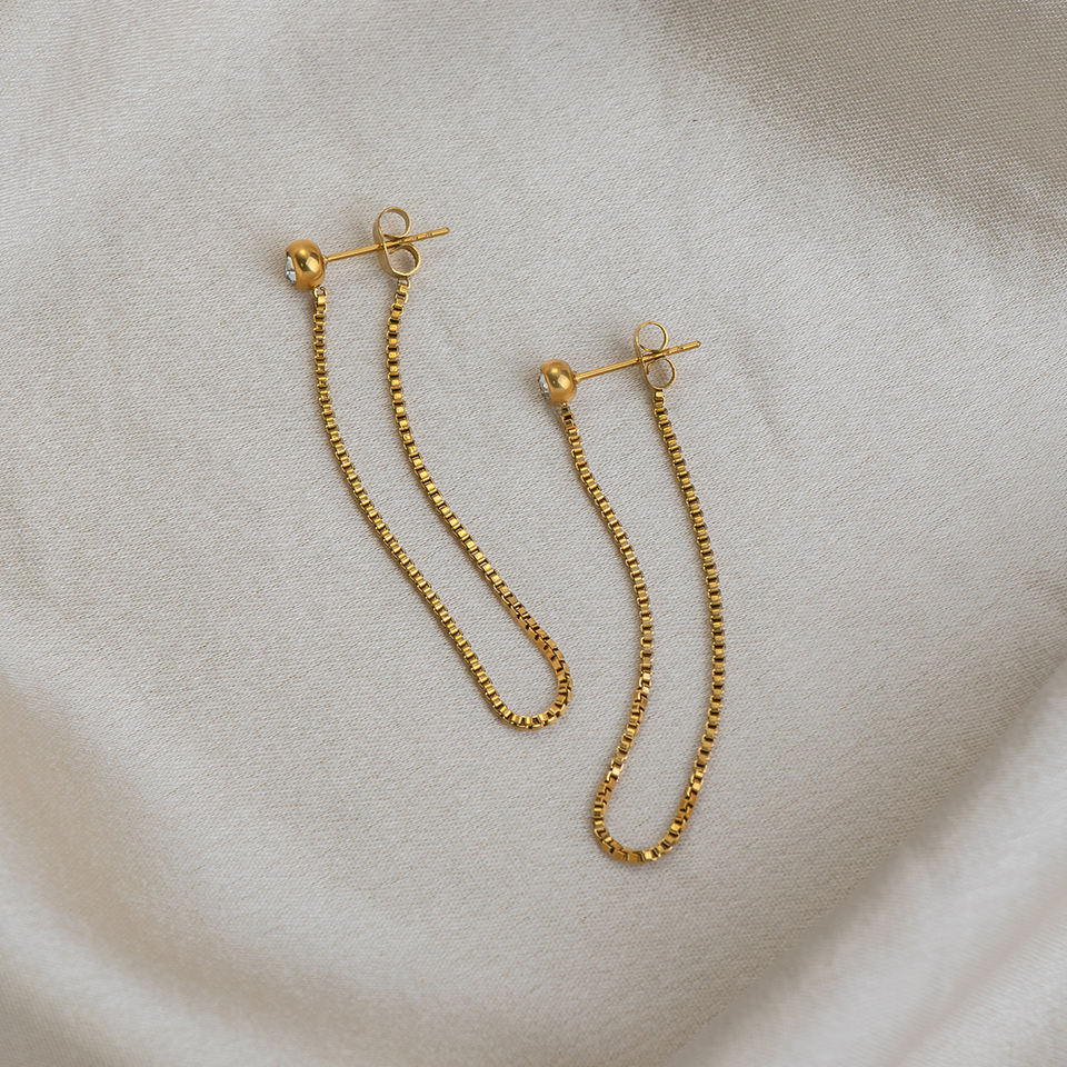X&L Elegant Chain Dangle Earring 18K Gold Stainless Steel Fashion Box ...