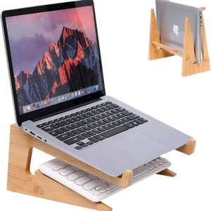 Support triangulaire en bambou pour ordinateur portable, rehausseur d'ordinateur de bureau, support de dissipation thermique en <span class=keywords><strong>bois</strong></span> massif - Product Image 2