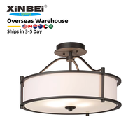 Luminaire suspendu en bronze foncé ETL en stock aux États-Unis, luminaire encastré au plafond pour intérieur avec abat-jour en tissu