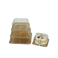 Boîte à gâteau de mariage robuste en plastique PET recyclable, assiettes à dessert jetables carrées dorées de 7/8/10/11 pouces avec couvercle transparent