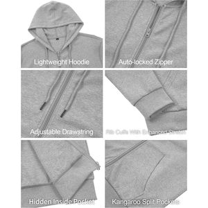 Sudadera con capucha ligera con cremallera para hombre FOXA, sudadera de manga larga, chaqueta básica deportiva de corte ajustado con bolsillos - Product Image 3