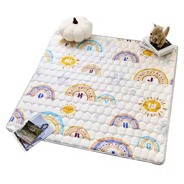 KULINYA Hot Sale Custom Pattern Durable Foldable Quilted Cotton Eco-Friendly Play Floor Mat Soft Thick Nap Baby Gym Non-Toxic
