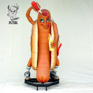 Levensgrote Handgemaakte Custom Winkelcentrum Decoratie Glasvezel Voedsel Sculptuur Grote Hotdog En Frietjes Hars Standbeeld - Product Image 1