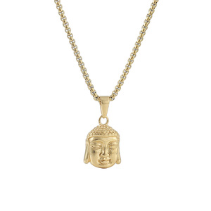 Buddha Face Pendant Stainless Steel Gold <b>Silver</b> Color <b>Necklace</b> <b>For</b> <b>Men</b> And Women 3.0x60cm Chain Geometric Design - Product Image 5