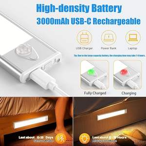 إضاءة خزانة حائطية بتصميم عصري مع مستشعر حركة، إضاءة LED خافتة 5 فولت للمطبخ والحمام بلون أبيض دافئ - Product Image 3