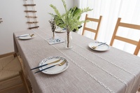 Nappe carrée en lin faite à la main, style moderne, unie, anti-taches et durable, personnalisable pour cuisine, salle à manger, fête, usage extérieur
