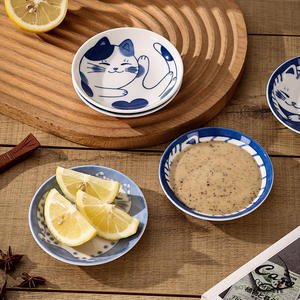 Assiette à sauce soja en porcelaine de haute qualité de style japonais avec motif de chat pour restaurant, assiette à sauce en céramique pour la décoration de la maison - Product Image 4
