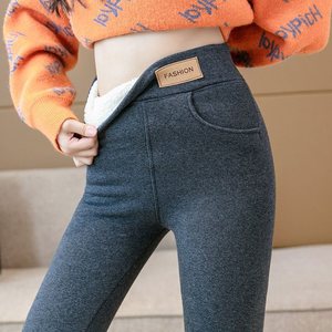 Factory Price High Waist Thick Cashmere Pants Winter Warm Thermal <strong>Sherpa</strong> <strong>Lined</strong> <strong>Leggings</strong> With Pocket - Product Image 2