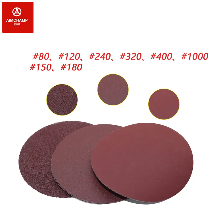 good quality 5-9 inch Red Aluminium oxide sandpaper Hook and Loop & Self- Adhesive Round sanding disc