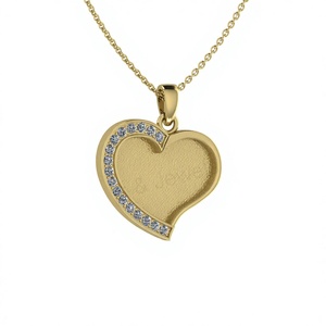 Colgante de Plata de Ley 925 Bañado en Oro de 18k con Bisel de Corazón de 21mm para Recuerdo de Leche Materna, Componentes para Joyería DIY - Product Image 1