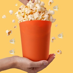 Bandeja plegable reutilizable de silicona de grado alimentario con tapa para hacer palomitas de cine, apta para microondas y lav - Product Image 1