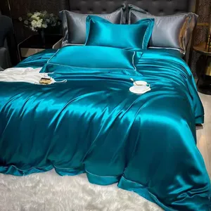 Fábrica atacado personalizado puro amoreira seda cama define 100% seda lençóis cama conjunto