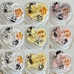 Decoración de Pastel Acrílica con Diseño de Corazón y Flores, para el Día de la Madre, Cumpleaños, Adorno para Cupcakes, Decoración de Pastel de Plástico - Product Image 6