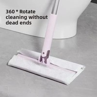 Lingettes électrostatiques plates automatiques papier de vadrouille mains libres avec poteau en acier et poignée de nettoyage de panier en plastique pour le dépoussiérage des sols