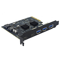 Carte d'extension USB3.2 GEN2 10Gbps PCI-E 4X vers TYPE-C avec adaptateur 5 ports et puce ASM3142 pour le statut des produits d'occasion de bureau