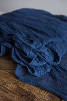 Bleu marine Boho étamine fleur personnalisé fromage tissu luxe mariage Table à manger chemin fait coton mousseline Floral noël