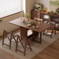 Ensemble de table carrée extensible et pliable multifonctionnelle en bois massif de style rondin, mobilier de restaurant moderne et minimaliste mobile