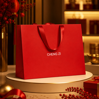 Sac de shopping orange personnalisé avec poignée en ruban noir, logo imprimé, impression pour boutique de cadeaux