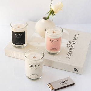 Vela Aromática de Cera de Soya Personalizada OEM de Fábrica AIKUN, en Vaso de Vidrio, para Decoración del Hogar, Relajación, Spa, Baño y Dormitorio - Product Image 3