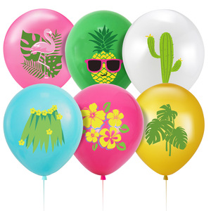 Vente chaude 12 pouces été plage thème hawaïen décoration de fête d'<span class=keywords><strong>anniversaire</strong></span> pour enfants ballon en Latex ensemble Aloha ananas décor - Product Image 1